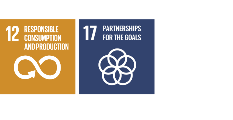 Logos for SDG 12 + 17