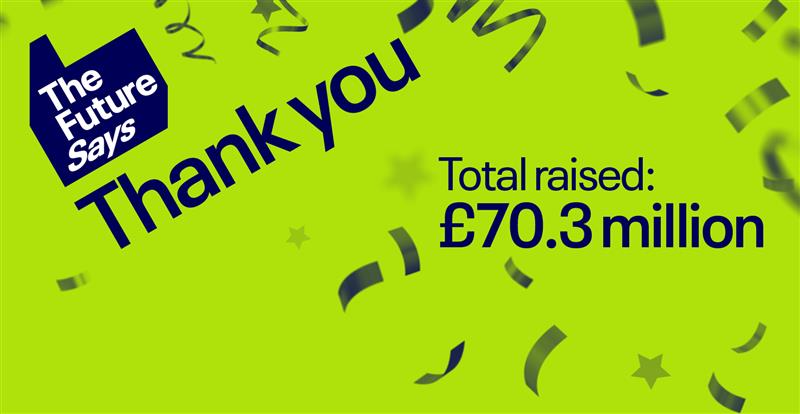 The Future Says Thank You: Total raised: £70.3m