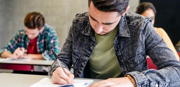 A student taking an exam