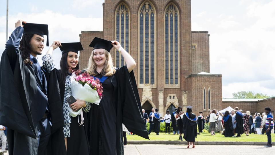 Students outside cathedral