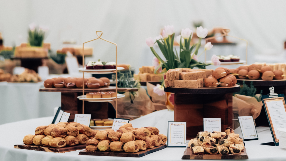 A photo of the graduation reception afternoon tea buffet
