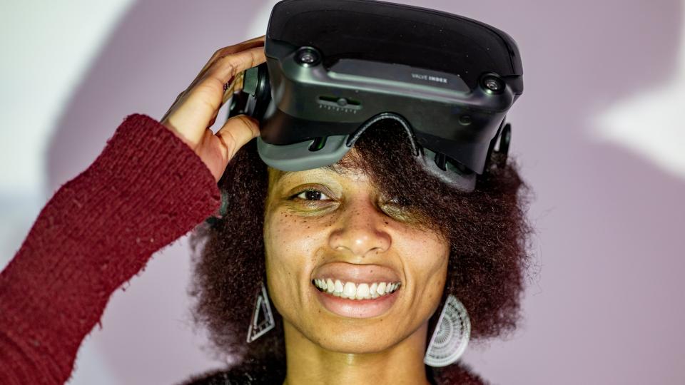 Psychology student with headset